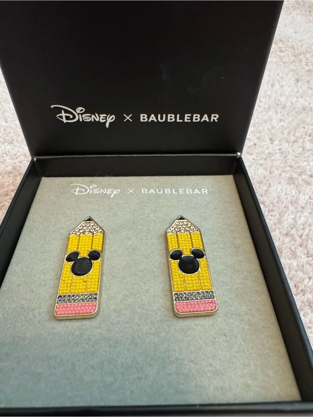 Disney x BaubleBar Mickey Mouse Pencil Stud Earrings NIB